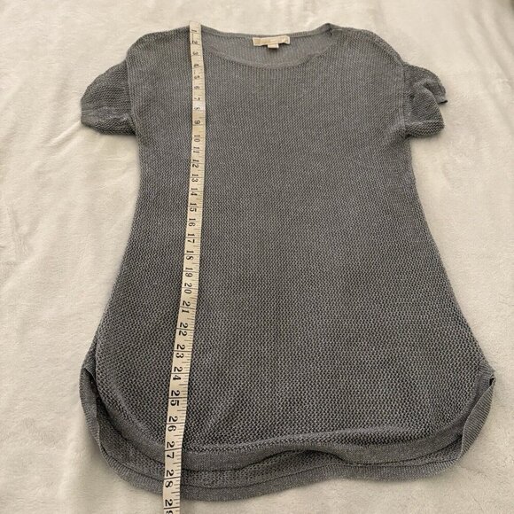 MICHAEL KORS XS Open Knit Mesh Metallic Dolman Top Silver Castlecore - Picture 9 of 10